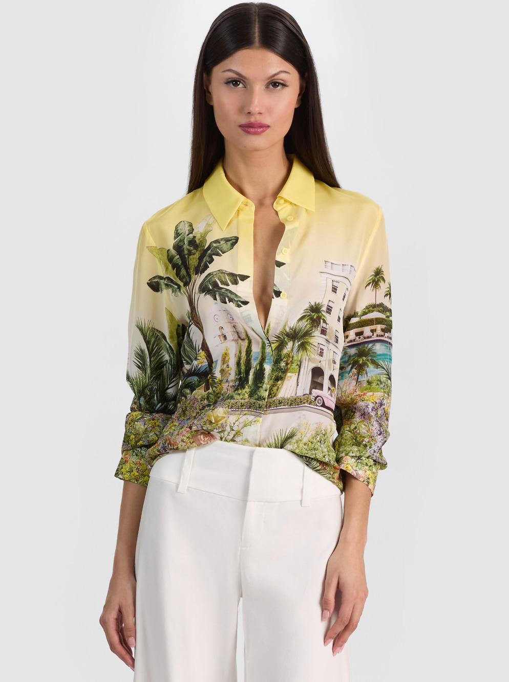 Alice + Olivia WILLA SILK BLOUSE PURE PARADISE